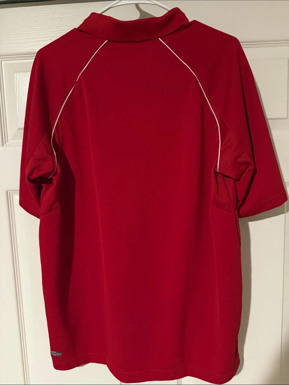 adidas Red Short-Sleeve Polo with Silver Accents